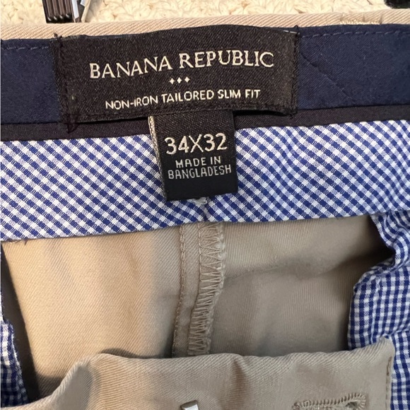 BANANA REPUBLIC Non-Iron Tailored Khaki Slim Pant - Size 34x32 - Picture 6 of 8